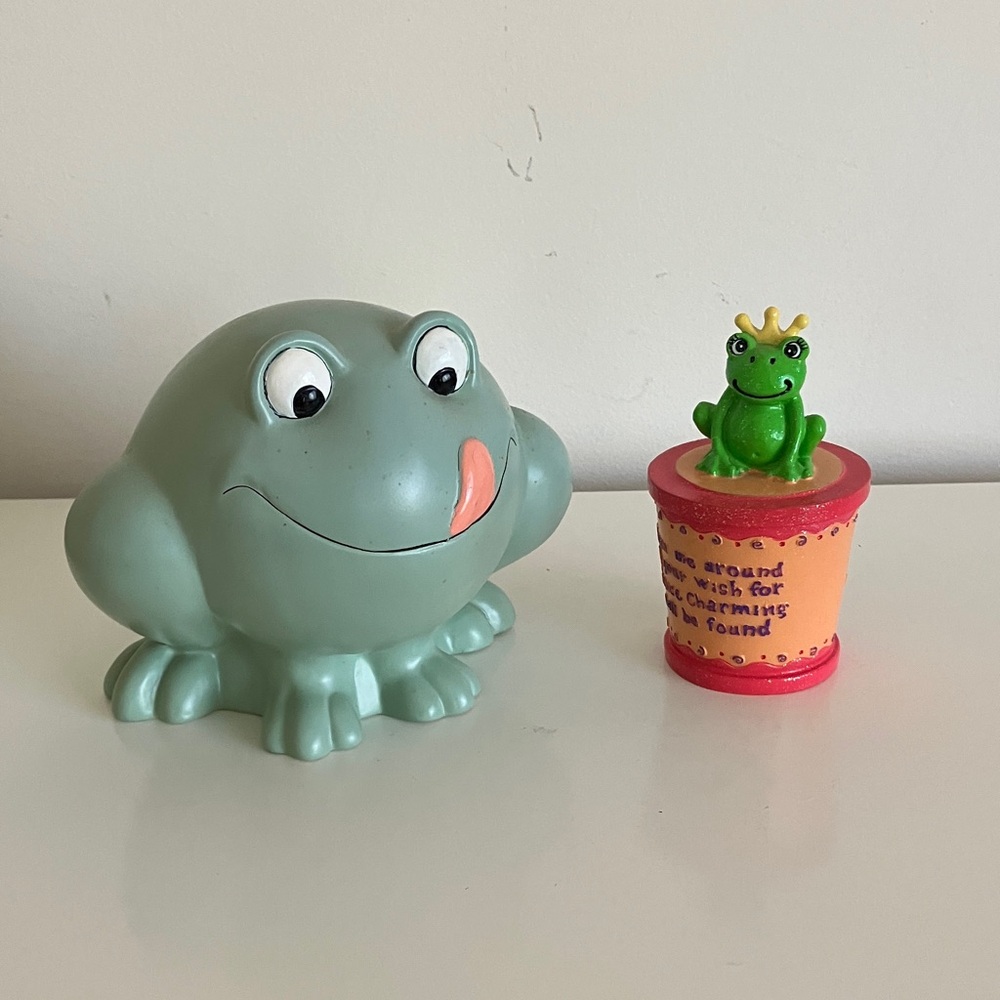 Vintage Frog Bank & Wish Upon A Frog Treasure Box